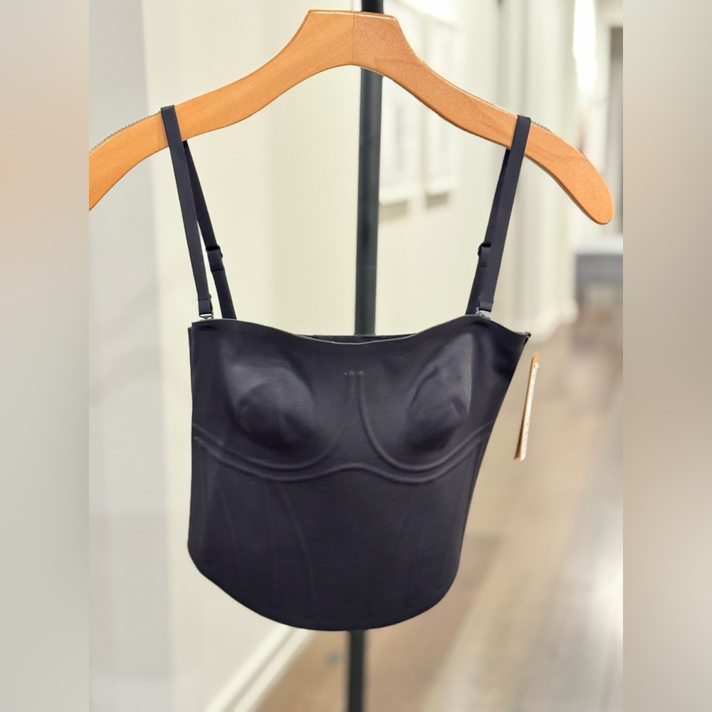 SKIMS Bonded Cropped Corset - Onyx (XS)